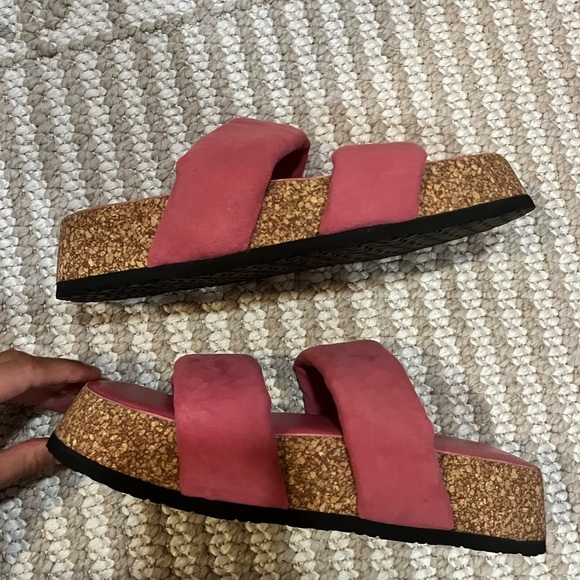 FREE PEOPLE Fairmount Watermelon Suede Flared Cork Platform Puffy Sandals - Picture 7 of 7